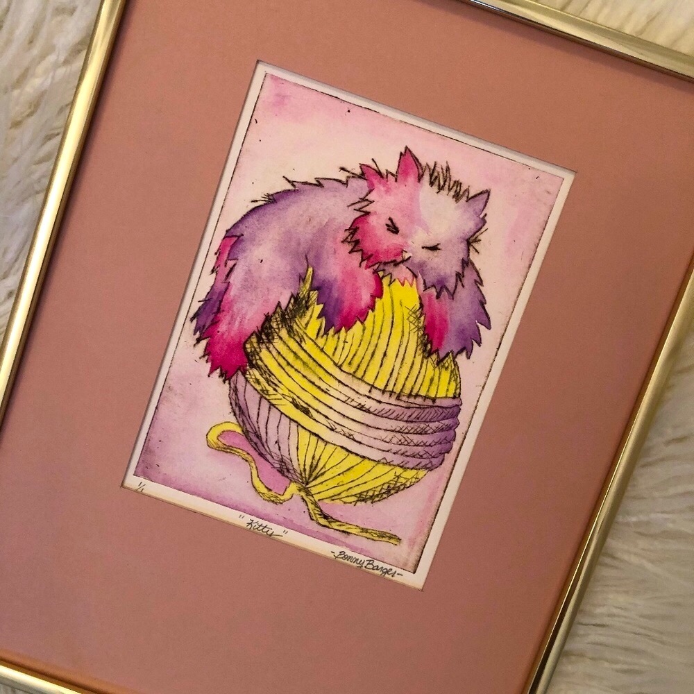 ❤️”HOST PICK”❤️ Bon Bon's "Kitty On Yarn Watercolor painting"
